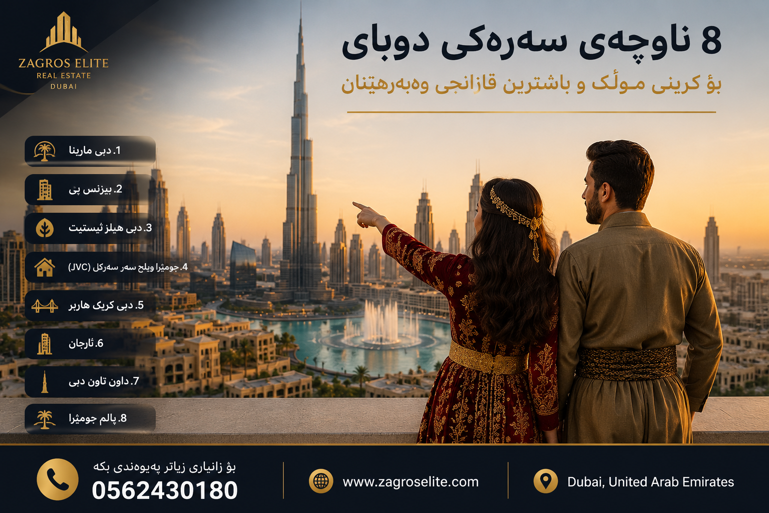8 ناوچەی سەرەکی دوبای بۆ کڕینی موڵک و باشترین قازانجی وەبەرهێنان لەگەڵ زاگرس ئێلیت