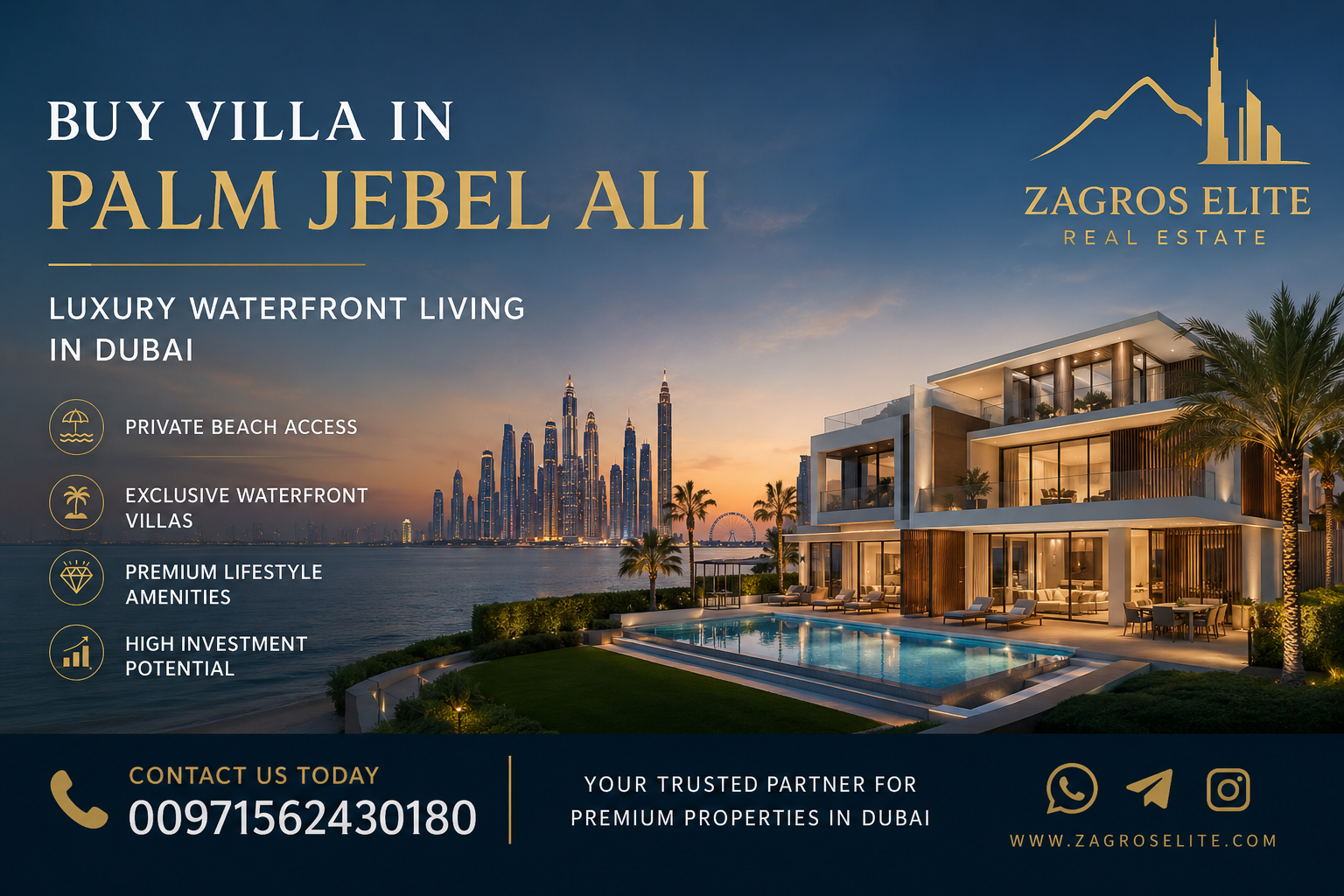 Luxury Villa in Palm Jebel Ali Dubai | Buy Villa in Palm Jebel Ali | Zagros Elite Real Estate