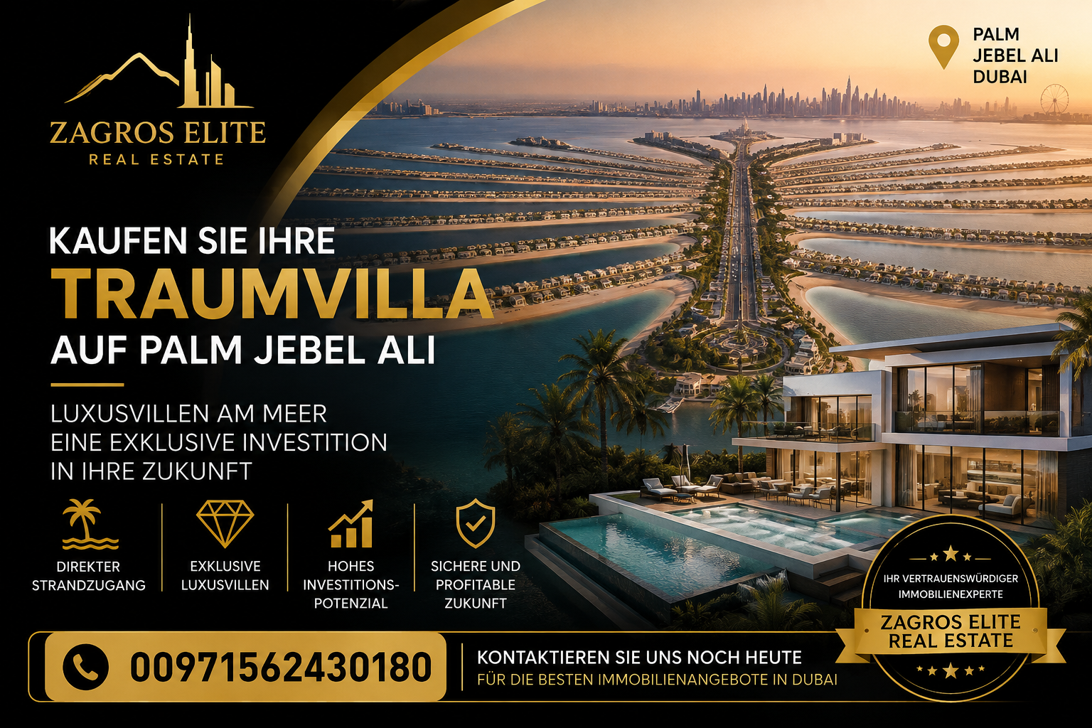 Luxusvilla auf Palm Jebel Ali in Dubai | Villa auf Palm Jebel Ali kaufen | Zagros Elite Real Estate